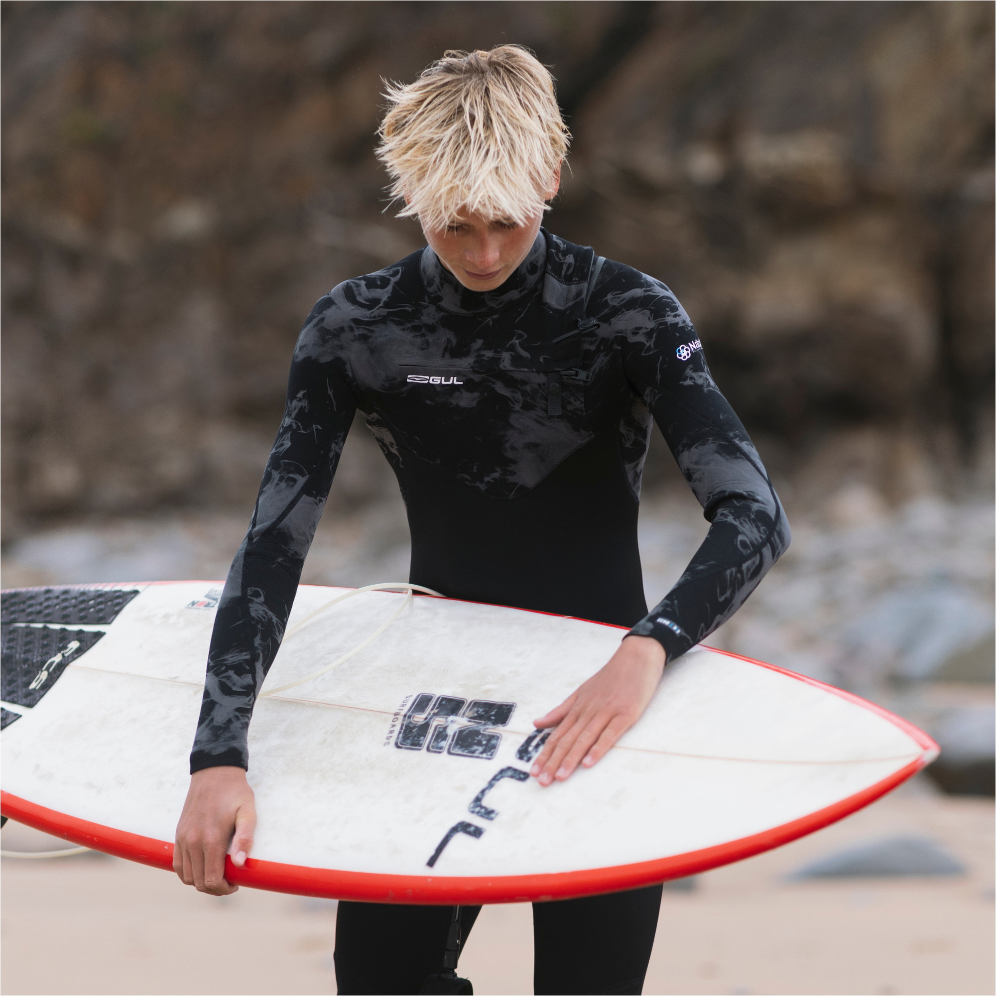 2026 Gul Junior Echo Natur 3/2mm Chest Zip Wetsuit EC1329-BKSM - Black / Smoke